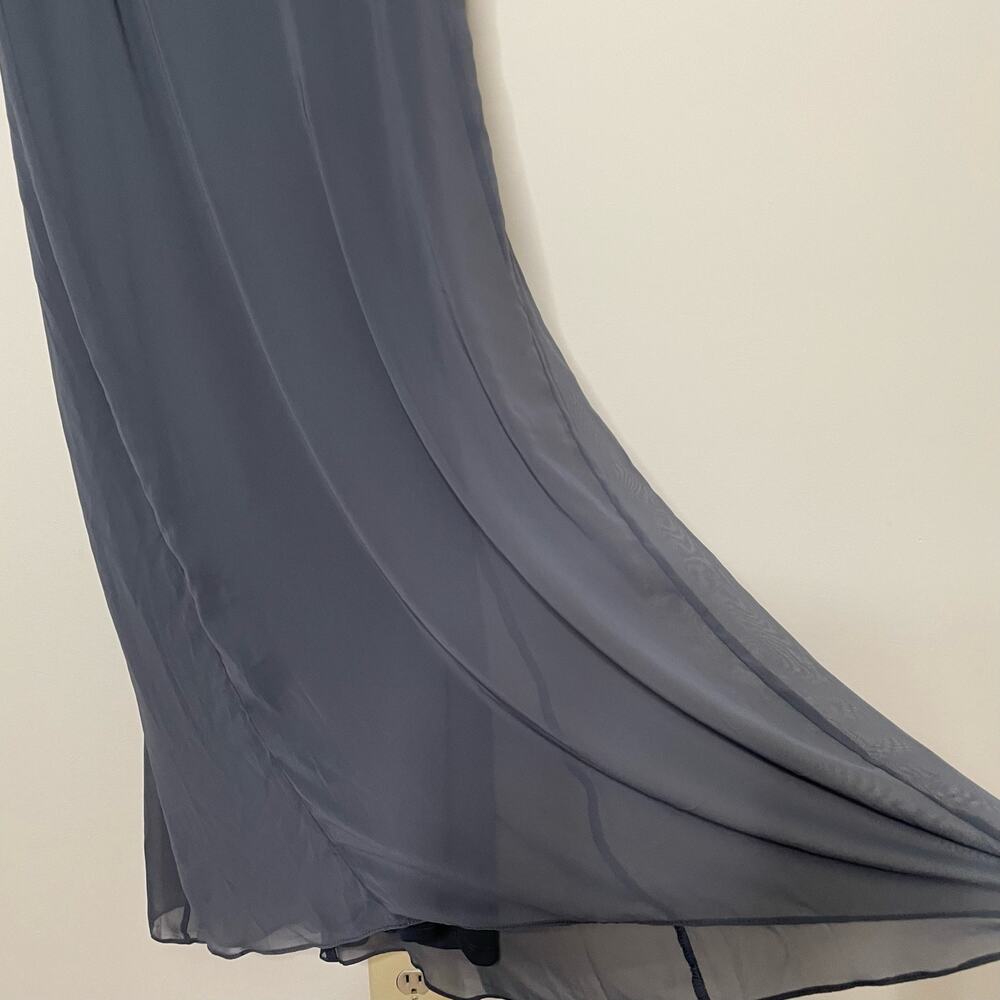 SOCIAL BRIDESMAIDS SLEEVELESS TIE BACK CHIFFON‎ TRUMPET GOWN 8194 Silverstone 0 - Picture 7 of 9